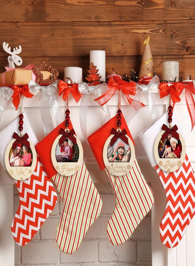 COCHIE Christmas Picture Frame Ornament for Christmas Tree Stocking Decorations, 10PCS Bulk Wood Photo Hanging Ornaments Holiday Xmas Gift (Red and Black Buffalo Check) - Image 4